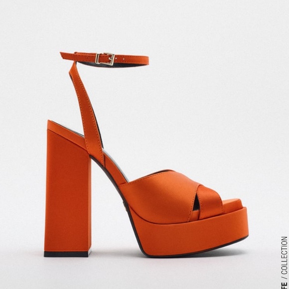 Satin Chunky Platform Sandals - Picture 2 of 6